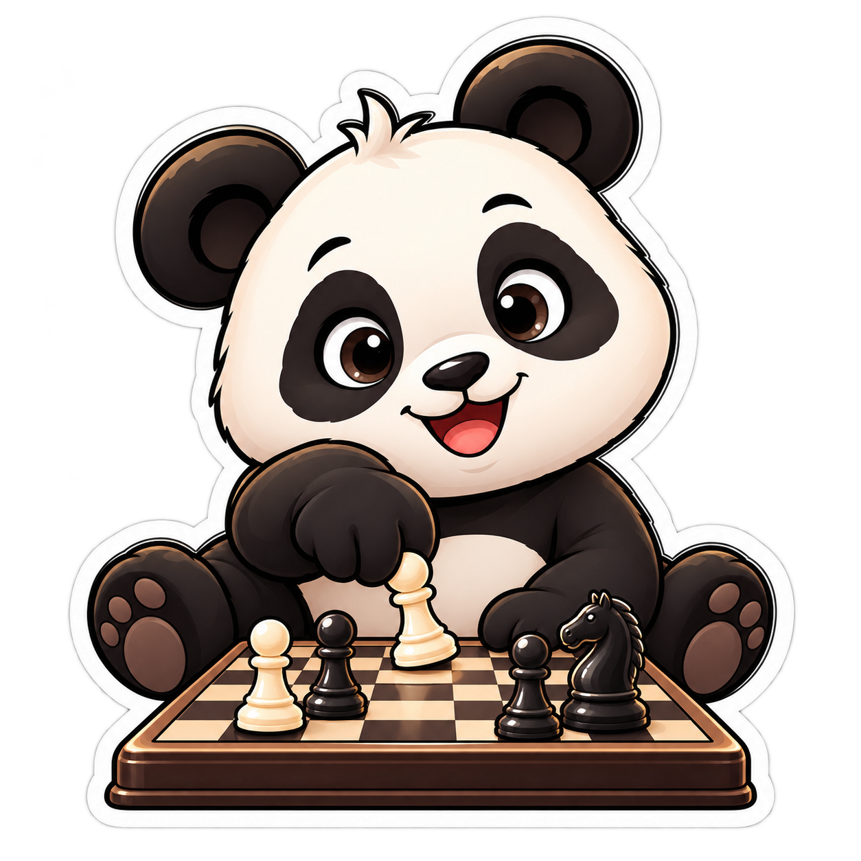 Chess Panda mascot playing chess